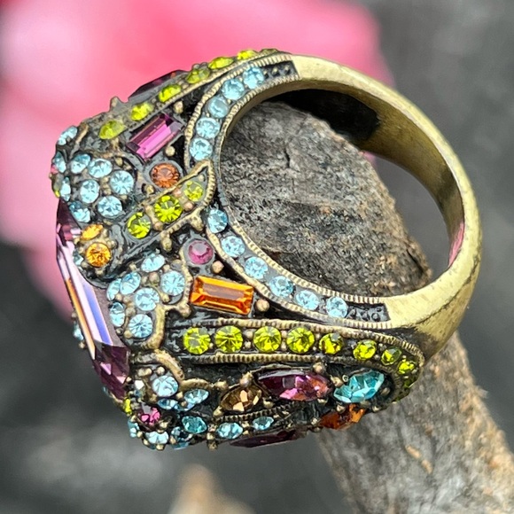 Vintage Heidi Daus Art Deco Statement Cocktail Ring – Size 8 - Picture 6 of 14
